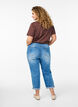Jean 7/8 retrouss&eacute; et taille haute, Bleu, Model image number 1