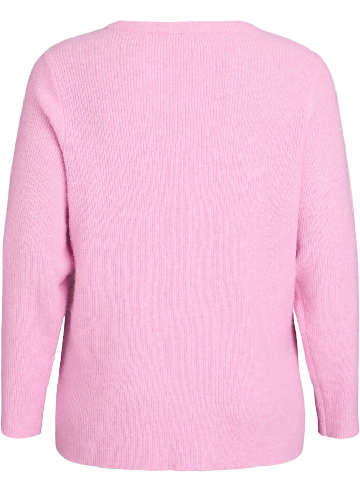 Blouse en maille chin&eacute;e &agrave; col rond, Rose, Packshot image number 1