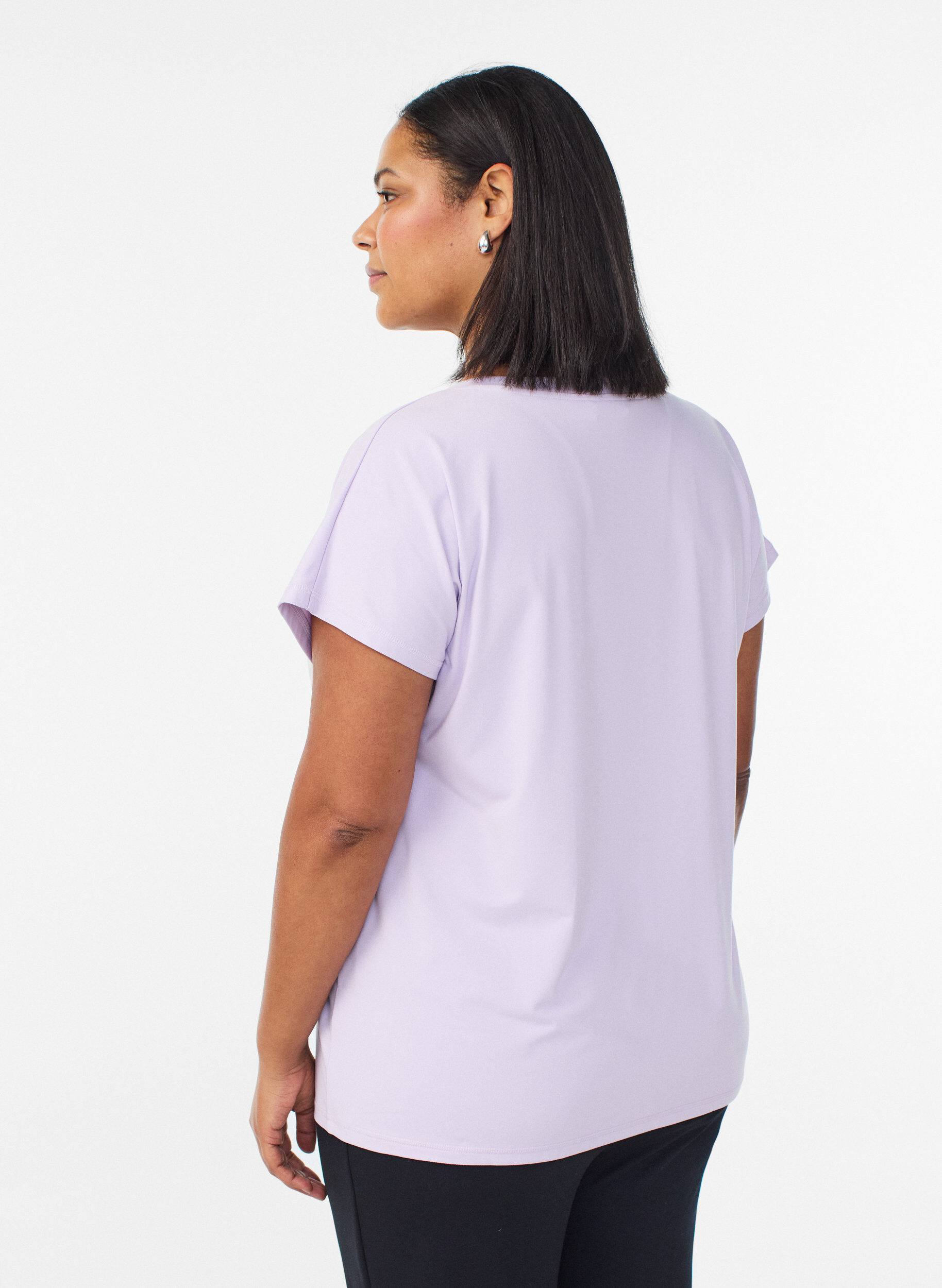 ZizziT-shirt d&rsquo;entra&icirc;nement ample avec col en V, Mauve, Model image number 2