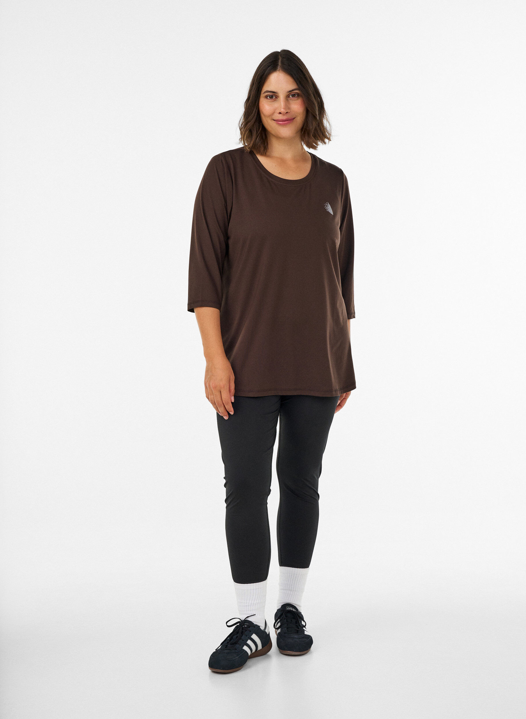 ZizziSports top with 3/4 sleeves, Marron, Model image number 1