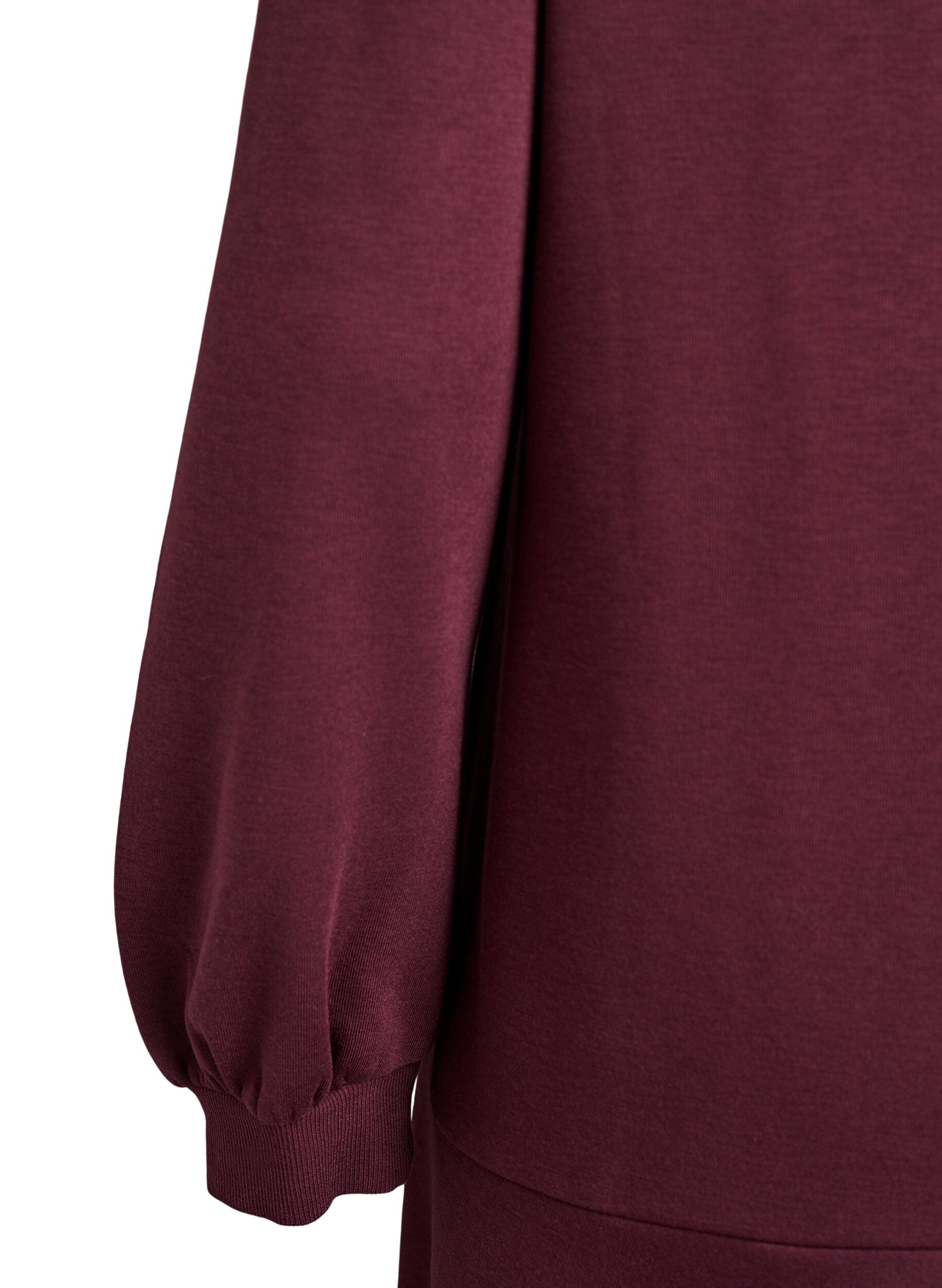 Zizzi Robe sweat courte avec volants, Bordeaux fonc&eacute;, Packshot image number 3