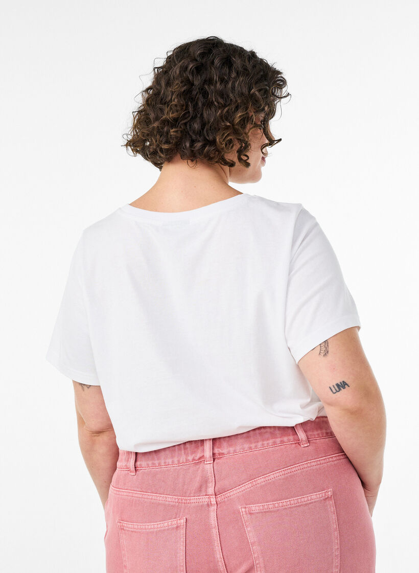 T-shirt en coton avec imprim&eacute;, Blanc, Model image number 2
