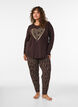 Pantalon de pyjama en coton avec imprim&eacute;, Marron, Model image number 1
