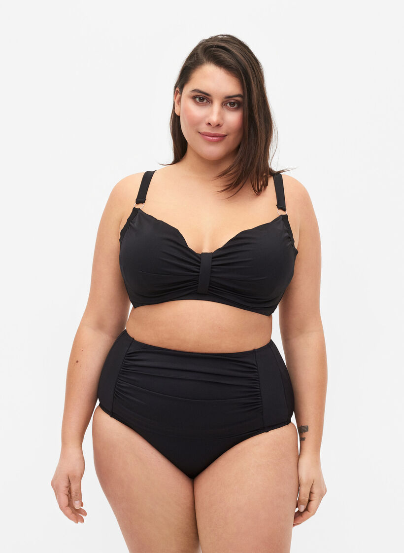 Bas de bikini à taille haute, Noir, Model image number 0