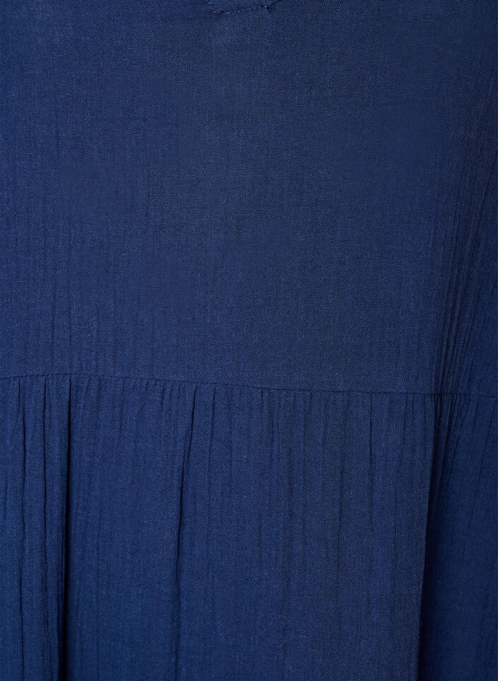 Robe midi coupe &eacute;vas&eacute;e en mousseline de coton, Bleu, Packshot image number 2