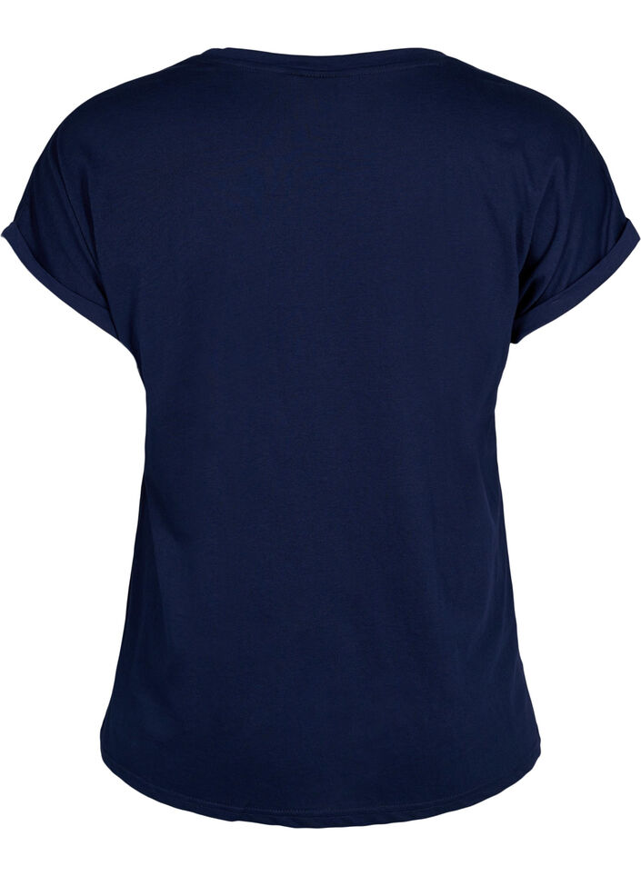 T-shirt &agrave; manches courtes en coton m&eacute;lang&eacute;, Bleu, Packshot image number 1