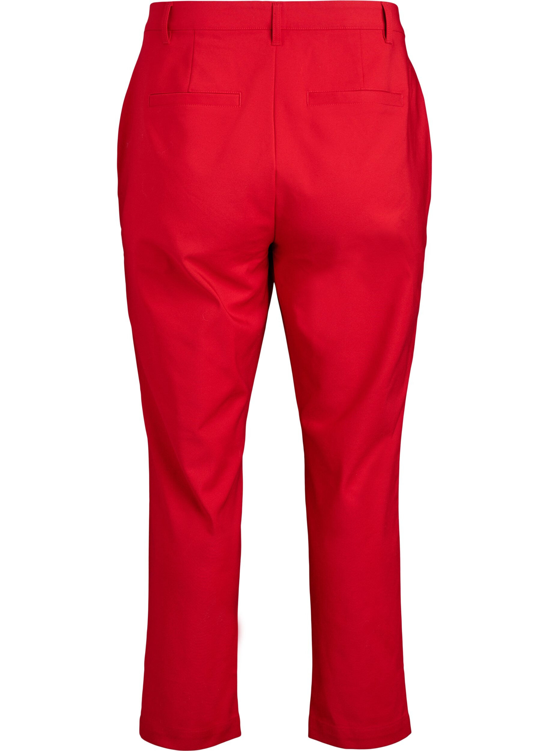 Zizzi Pantalon coupe droite &agrave; taille haute, Rouge, Packshot image number 1