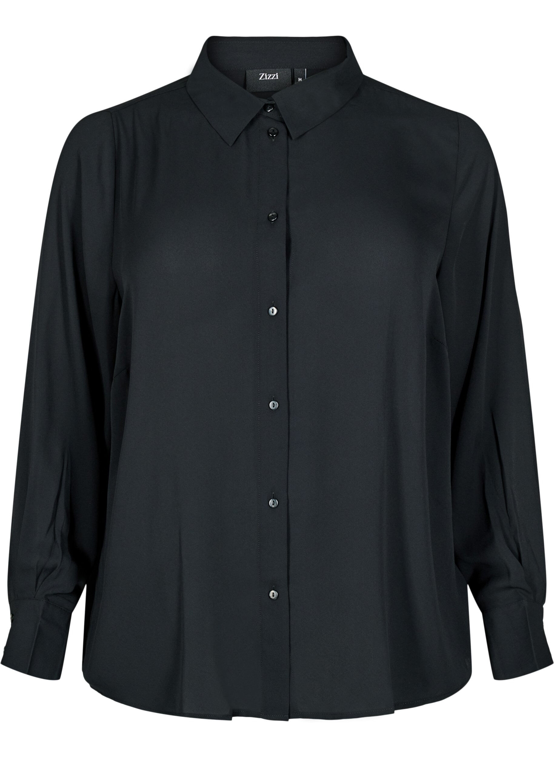 Zizzi Chemise &agrave; motif avec manches longues, Black, Packshot image number 0