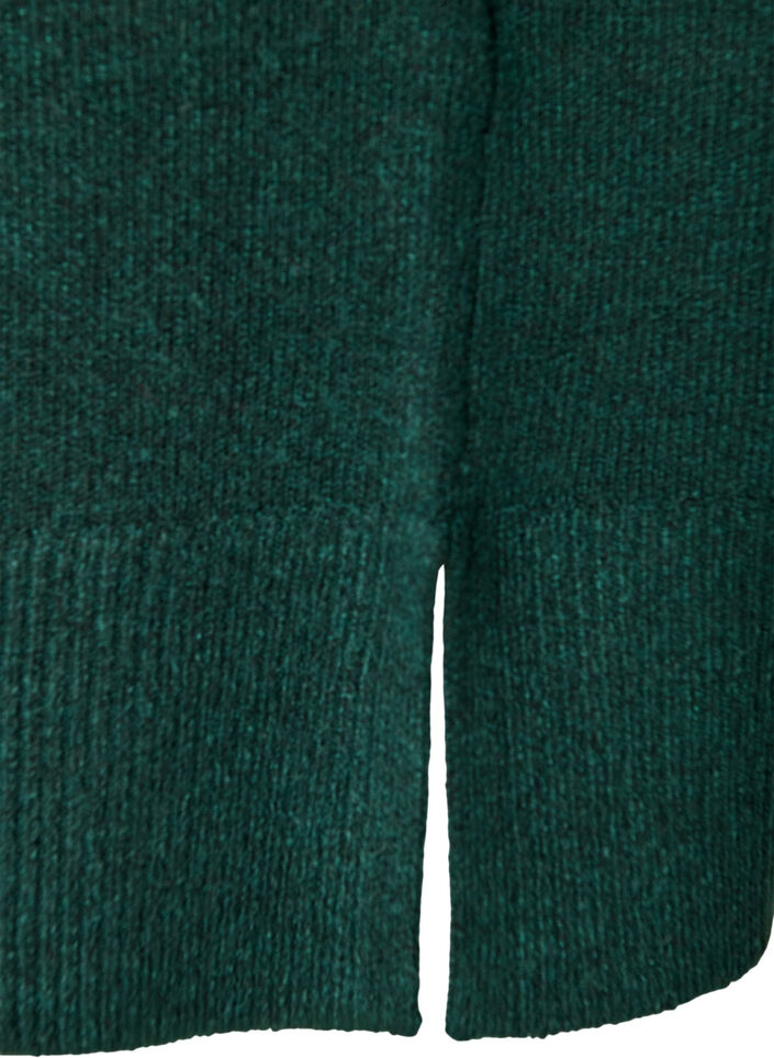 Robe courte en maille avec ourlet ondul&eacute; et fentes, Vert fonc&eacute;, Packshot image number 3