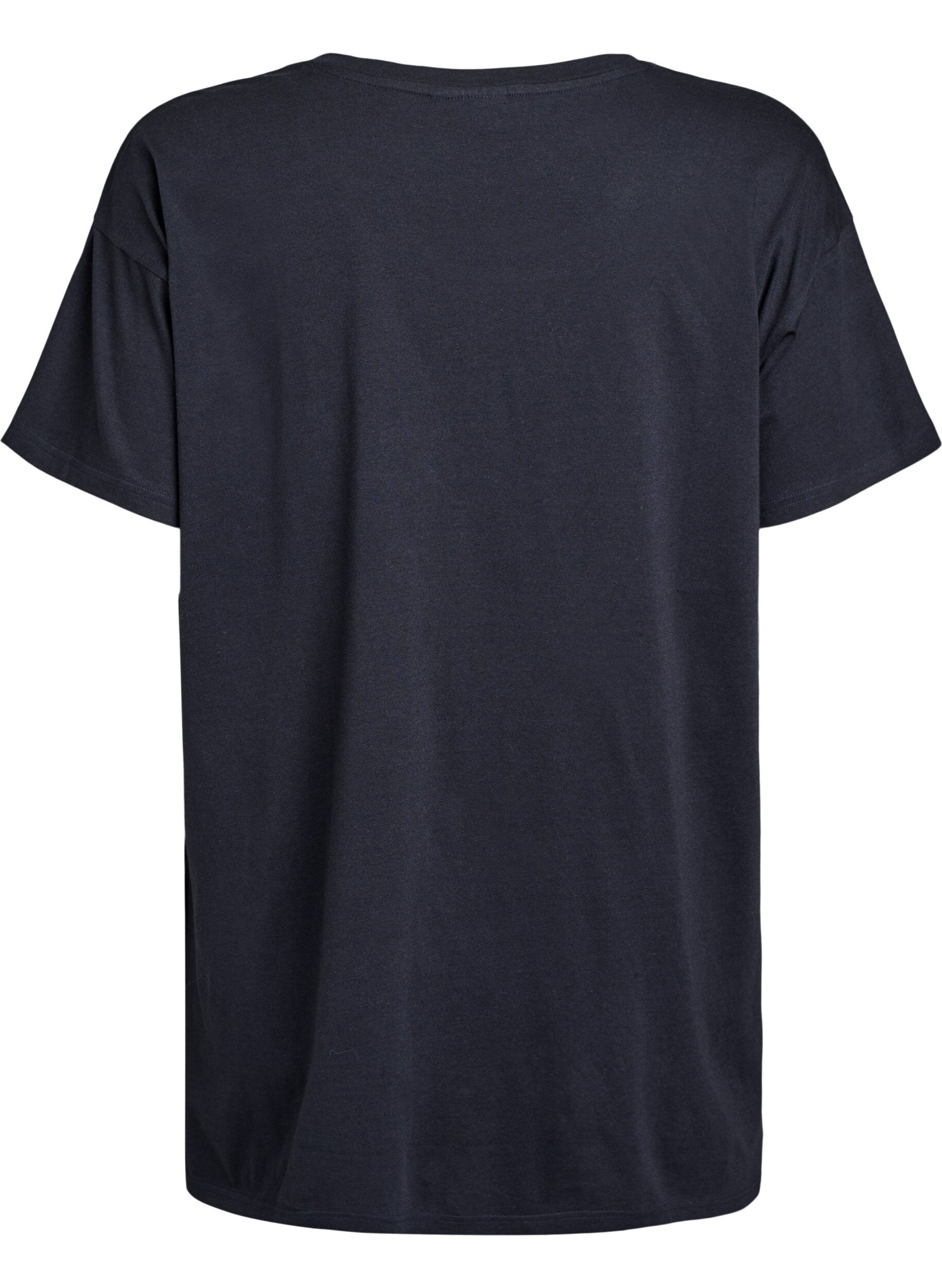 Zizzi T-shirt de nuit long en coton bio avec imprim&eacute;, Gris anthracite, Packshot image number 1