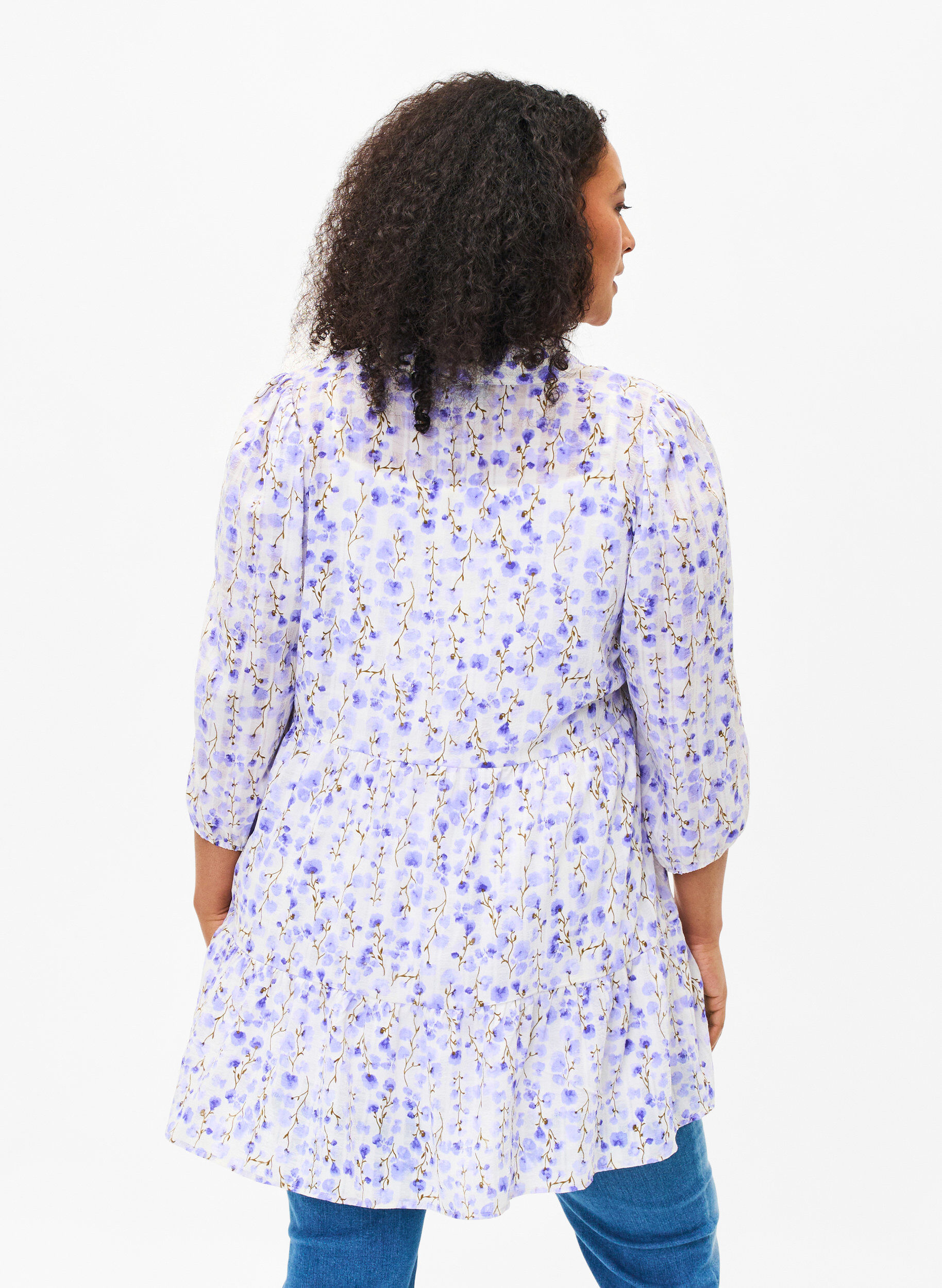 Zizzi Tunique &agrave; manches 3/4 et imprim&eacute; floral, Sand Verbena AOP, Model image number 1