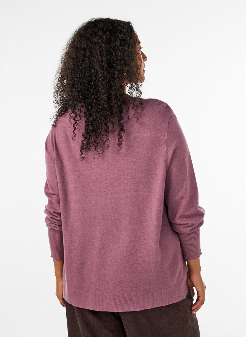 Blouse en maille avec un col rond, Rose, Model image number 2