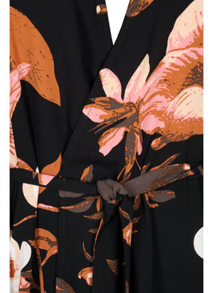 Kimono à fleurs en viscose, Black Flower AOP, Packshot image number 2