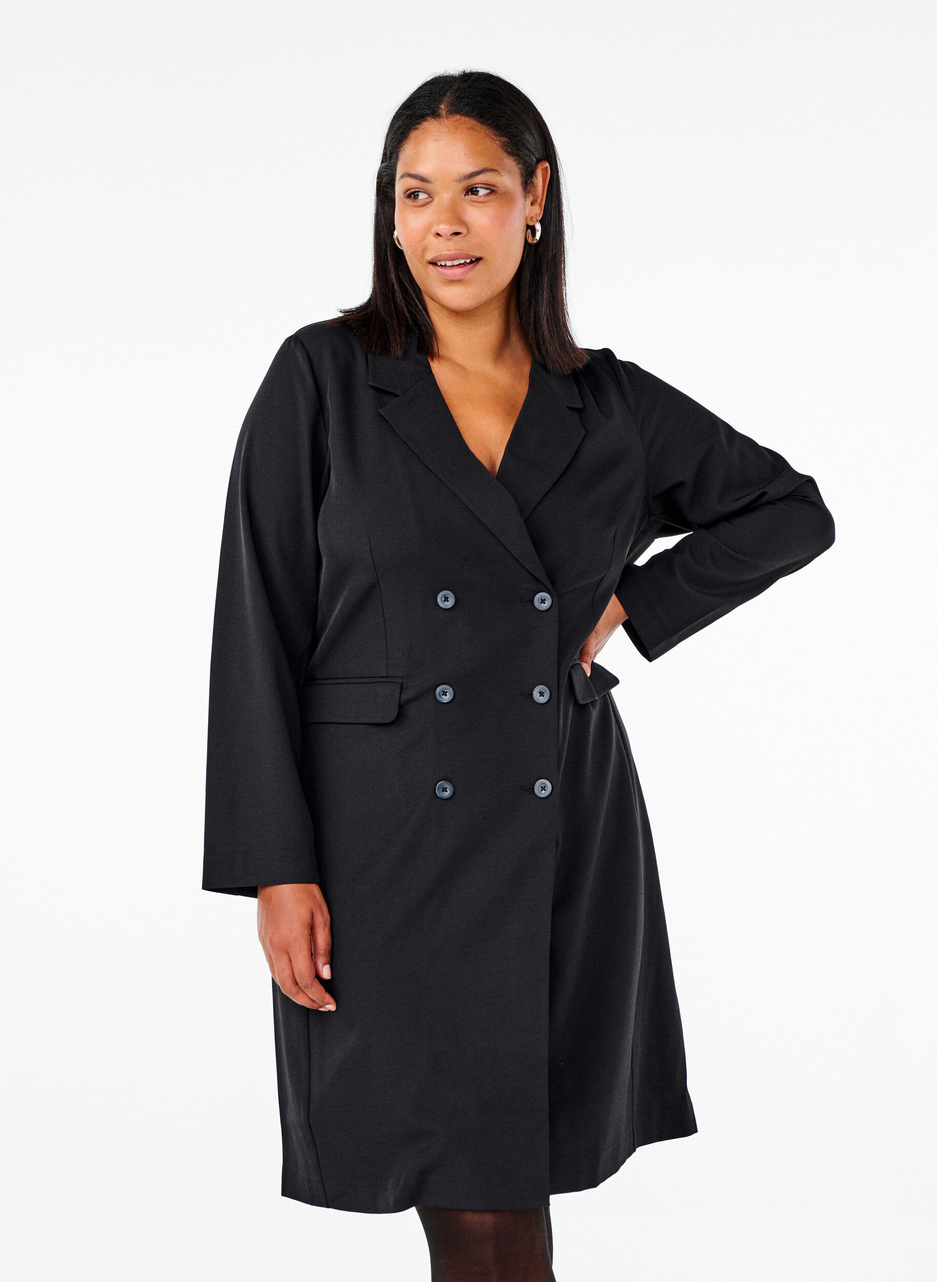 Zizzi Robe blazer crois&eacute;e, Black, Model image number 0