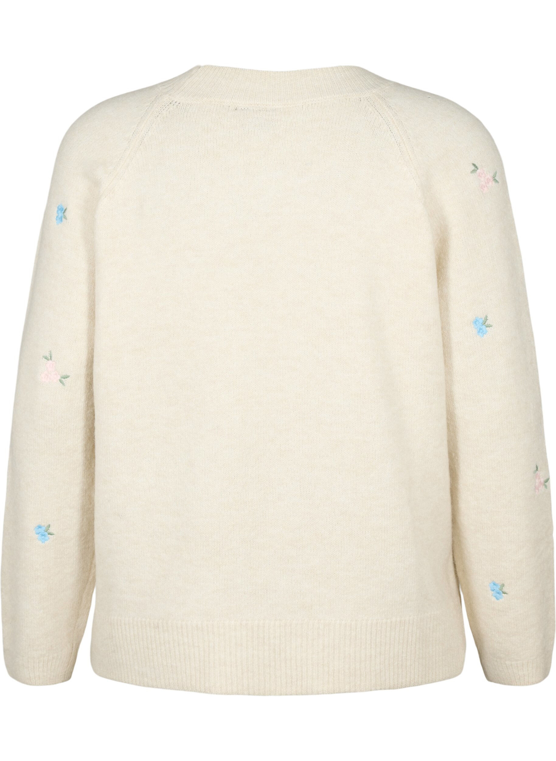 ZizziPull tricot&eacute; avec des fleurs brod&eacute;es, Birch Comb, Packshot image number 1