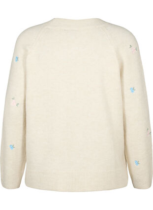 Pull tricoté avec des fleurs brodées, Birch Comb, Packshot image number 1