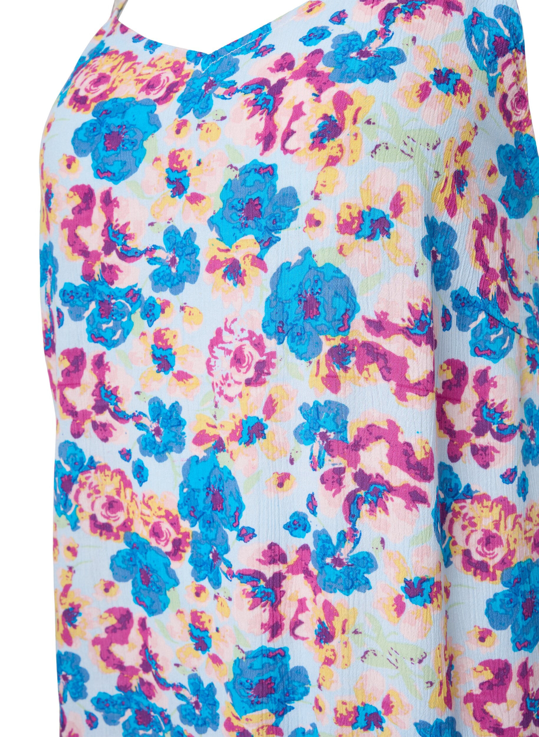 Zizzi Robe d'&eacute;t&eacute; &agrave; bretelles en viscose, Multi Flower AOP, Packshot image number 2