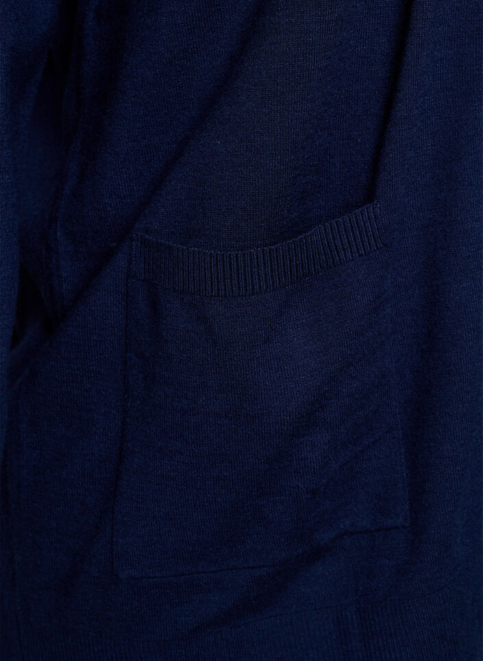 Cardigan long en maille ouvert avec poches, Bleu, Packshot image number 3