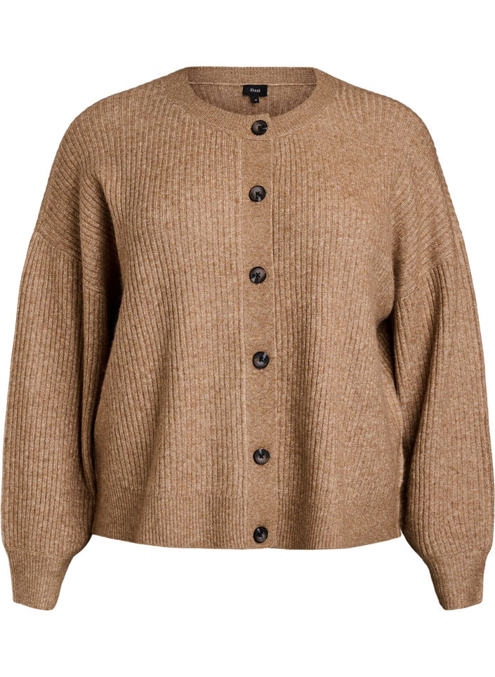 Cardigan en tricot c&ocirc;tel&eacute; avec boutons, Marron, Packshot image number 0
