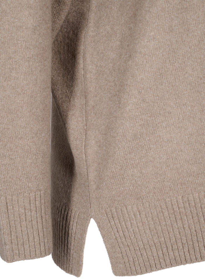  Chemisier en tricot avec col en V, Desert Taupe Melange, Packshot image number 3