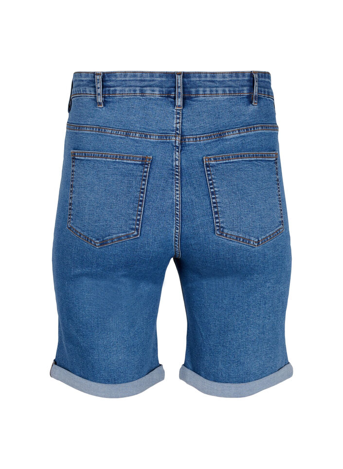 Shorts en jean moulants &agrave; taille haute, Blue Denim, Packshot image number 1