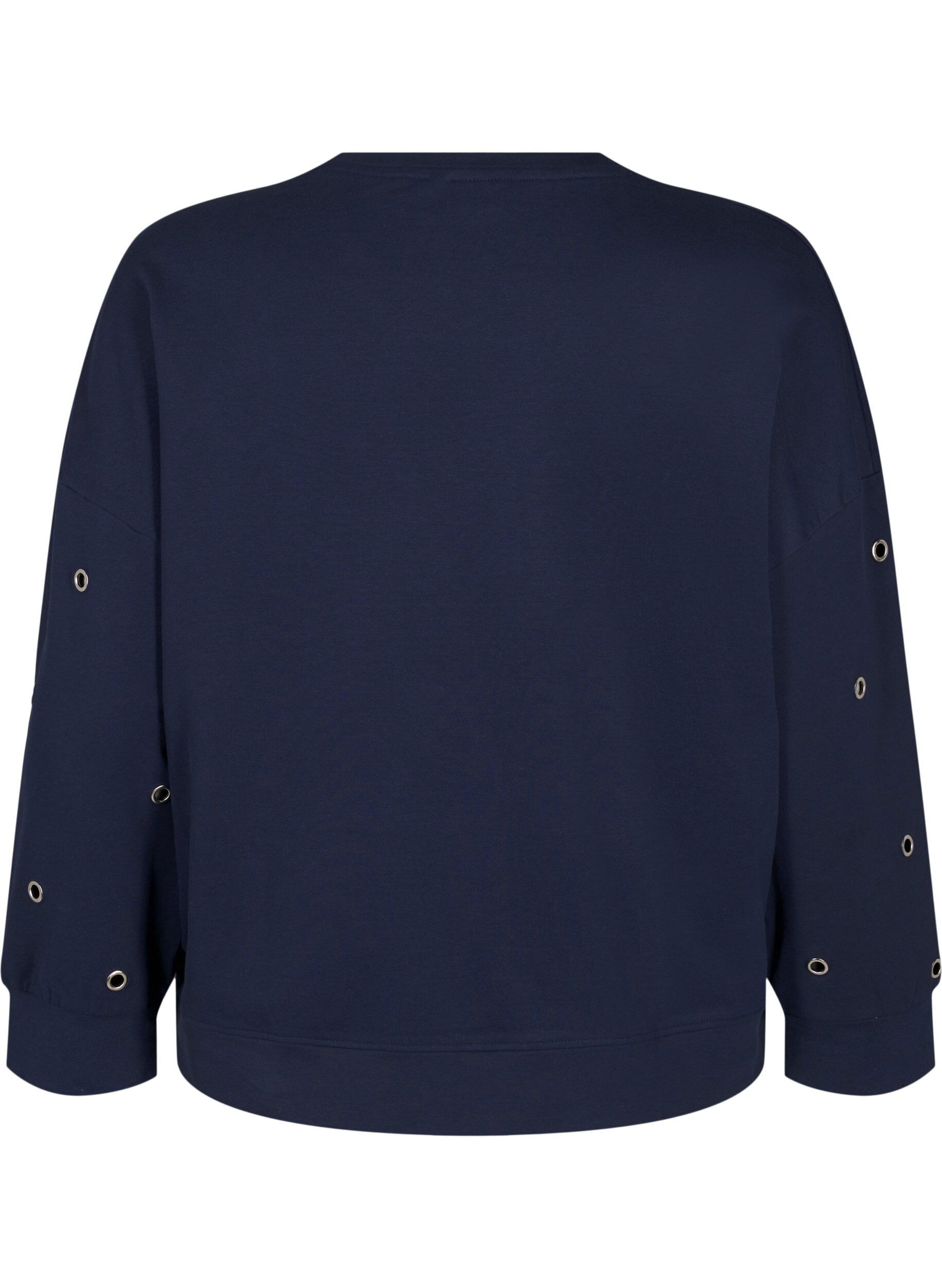 Zizzi Sweat-shirt avec &oelig;illets, Bleu, Packshot image number 1