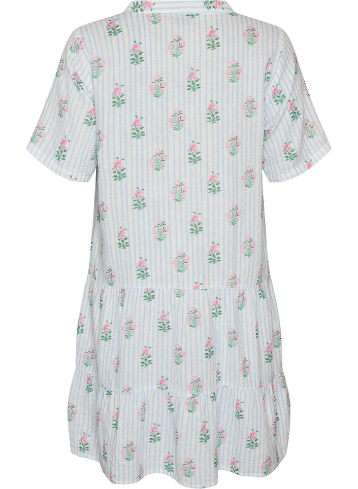 Robe courte &eacute;vas&eacute;e en mousseline de coton, Vanille, Packshot image number 1