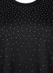 T-shirt avec strass et col rond, Noir, Packshot image number 2