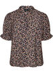 Blouse &agrave; imprim&eacute; floral en viscose avec manches courtes et d&eacute;tails smock&eacute;s, Bleu, Packshot image number 0