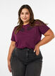 T-shirt avec broderie florale et strass, Violet, Model image number 0