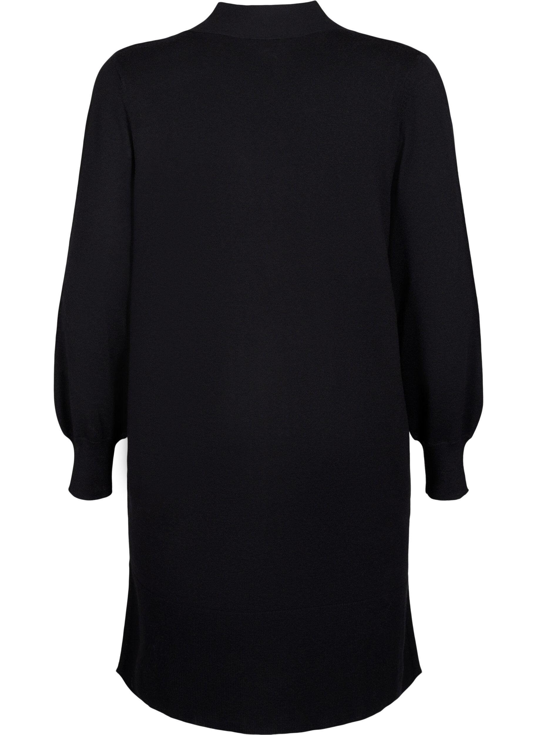 Zizzi Long cardigan en tricot avec des poches, Black, Packshot image number 1