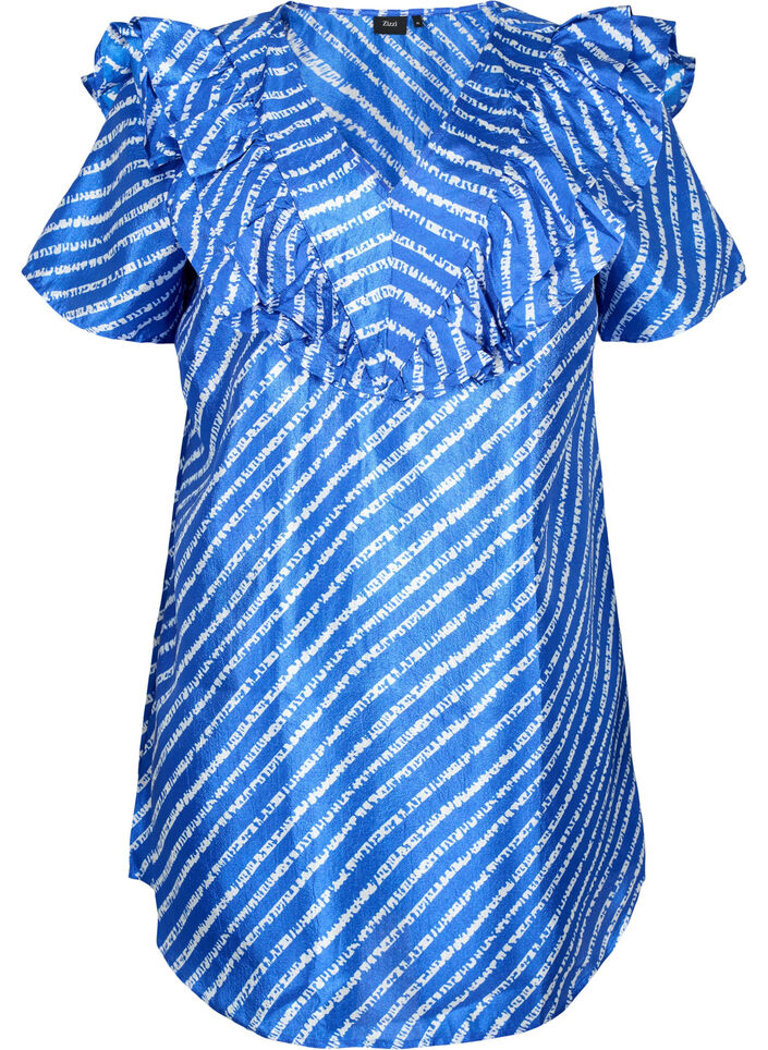 Tunique rayée avec volants, S.T.W./White Stripes, Packshot image number 0