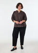 Blouse &agrave; carreaux avec col en V et manches 3/4, Marron, Model image number 1