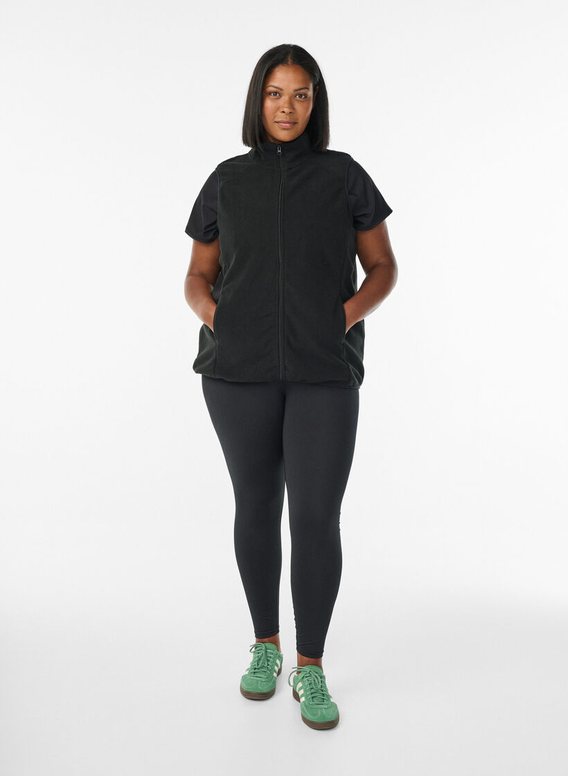 Gilet en polaire avec poches, Noir, Model image number 1