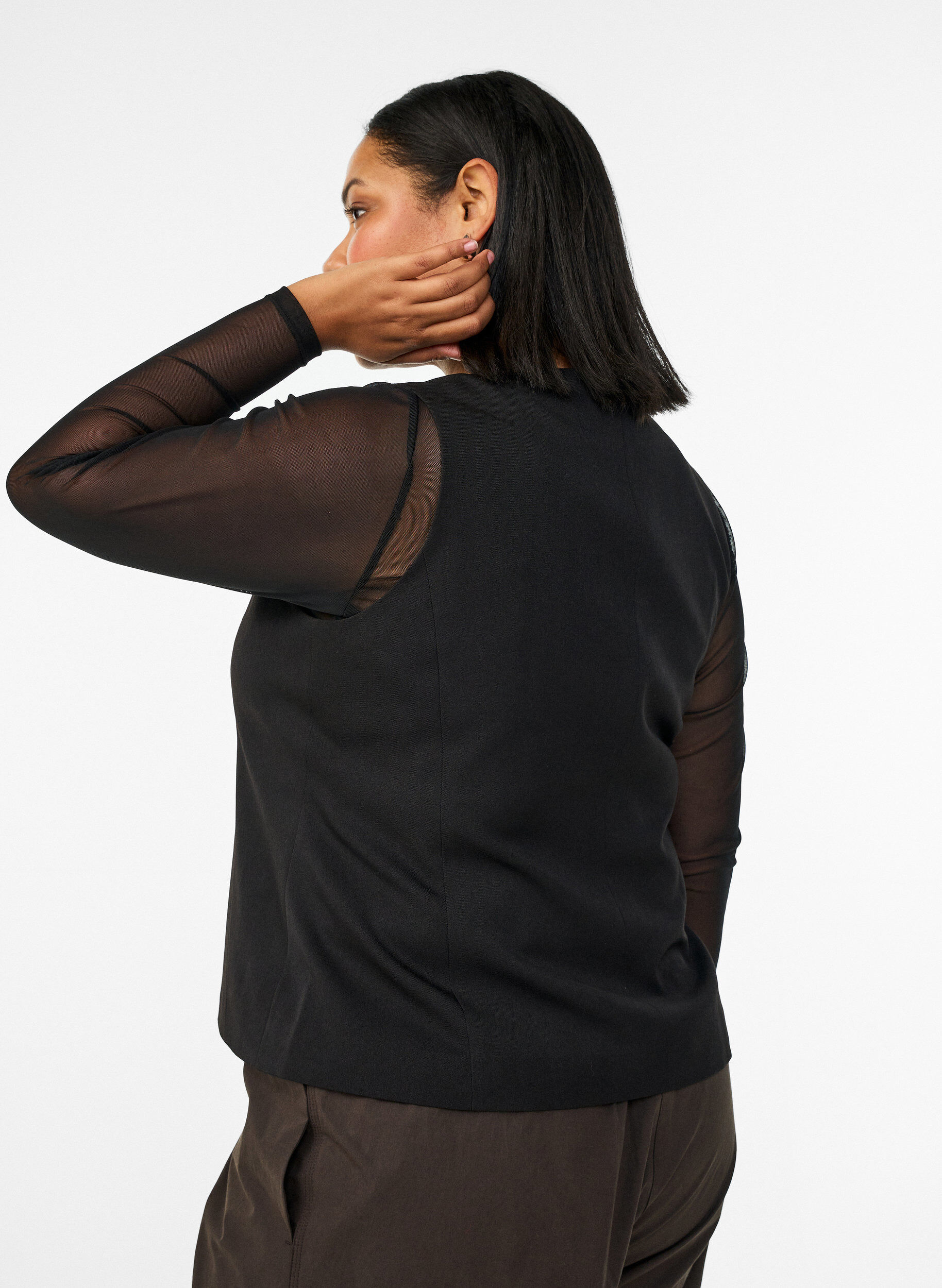 Zizzi Gilet avec fermeture &agrave; boutons, Noir, Model image number 2