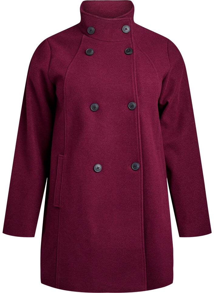 Manteau court &agrave; la coupe &eacute;vas&eacute;e, Bordeaux fonc&eacute;, Packshot image number 0