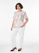 Blouse en coton avec broderie anglaise et volants, Rose poudr&eacute;e, Model image number 1