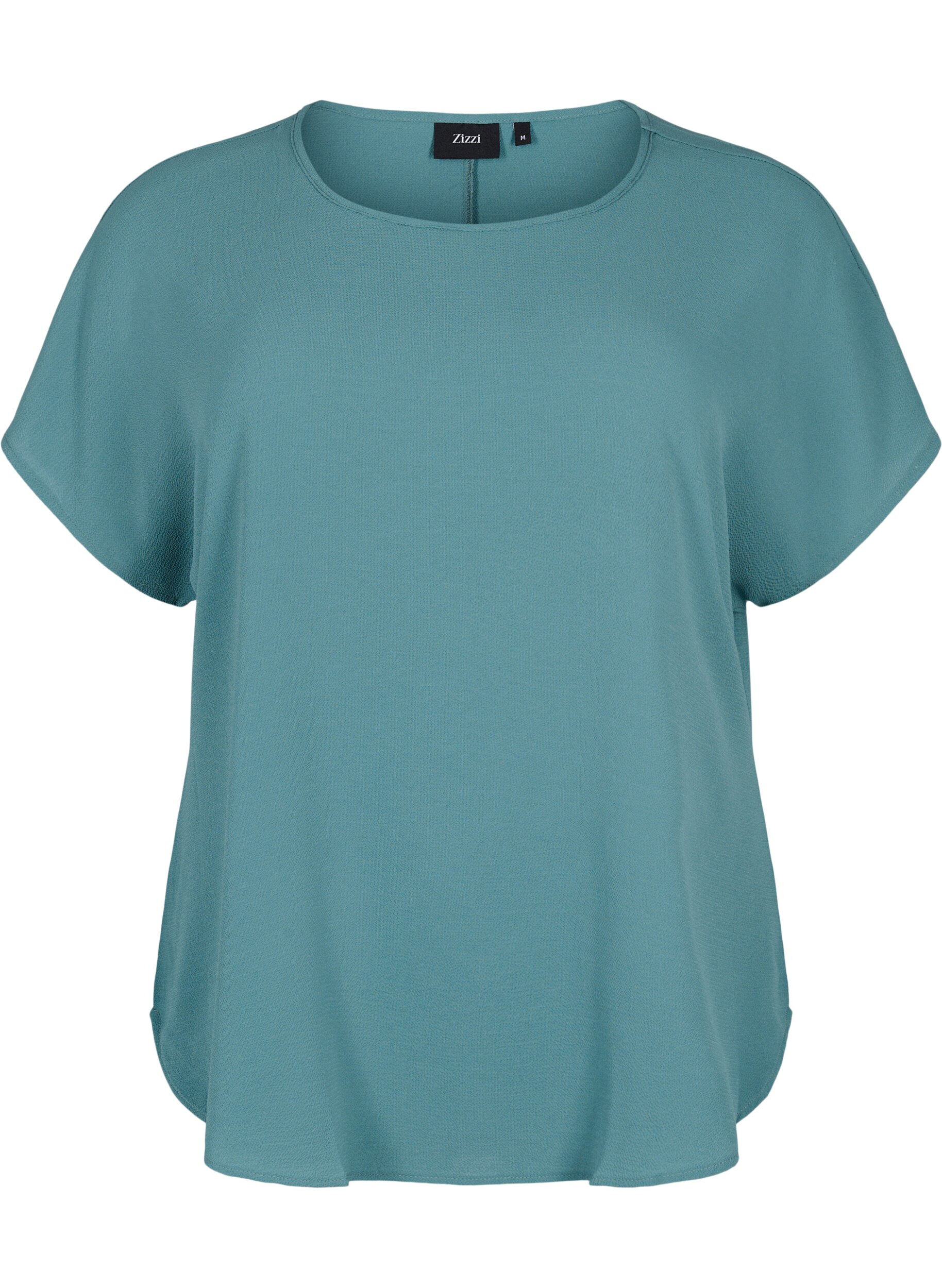 Blouse &agrave; manches courtes et encolure ronde