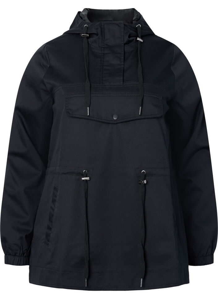 Anorak avec capuche et poche, Black, Packshot image number 0