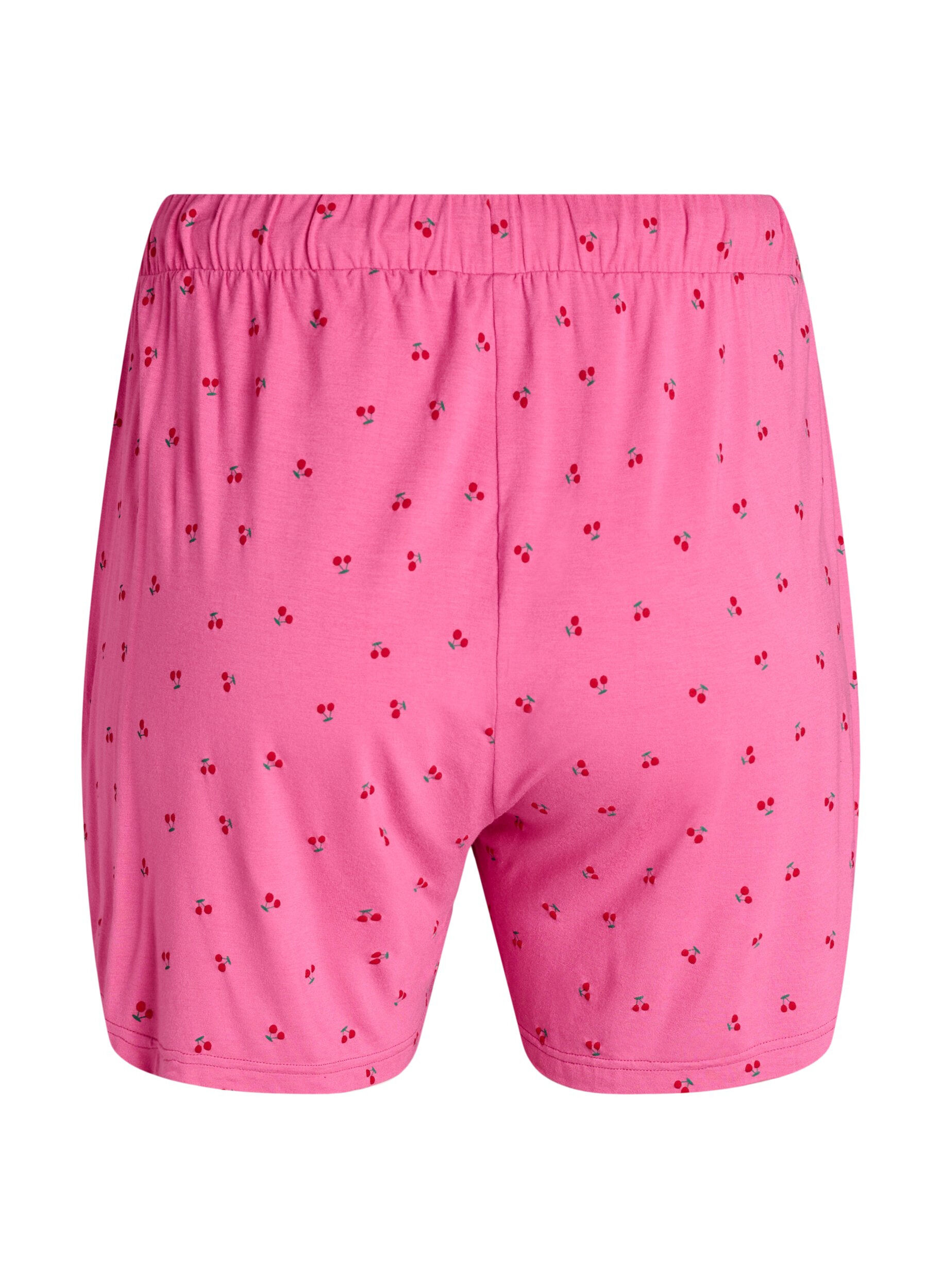 Zizzi Short de pyjama en jersey de viscose avec un imprim&eacute; int&eacute;gral, Rose, Packshot image number 1