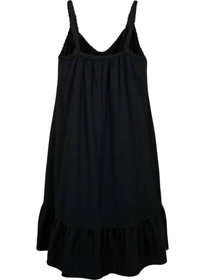 Robe de plage en viscose avec bretelles tressées, Black, Packshot image number 1