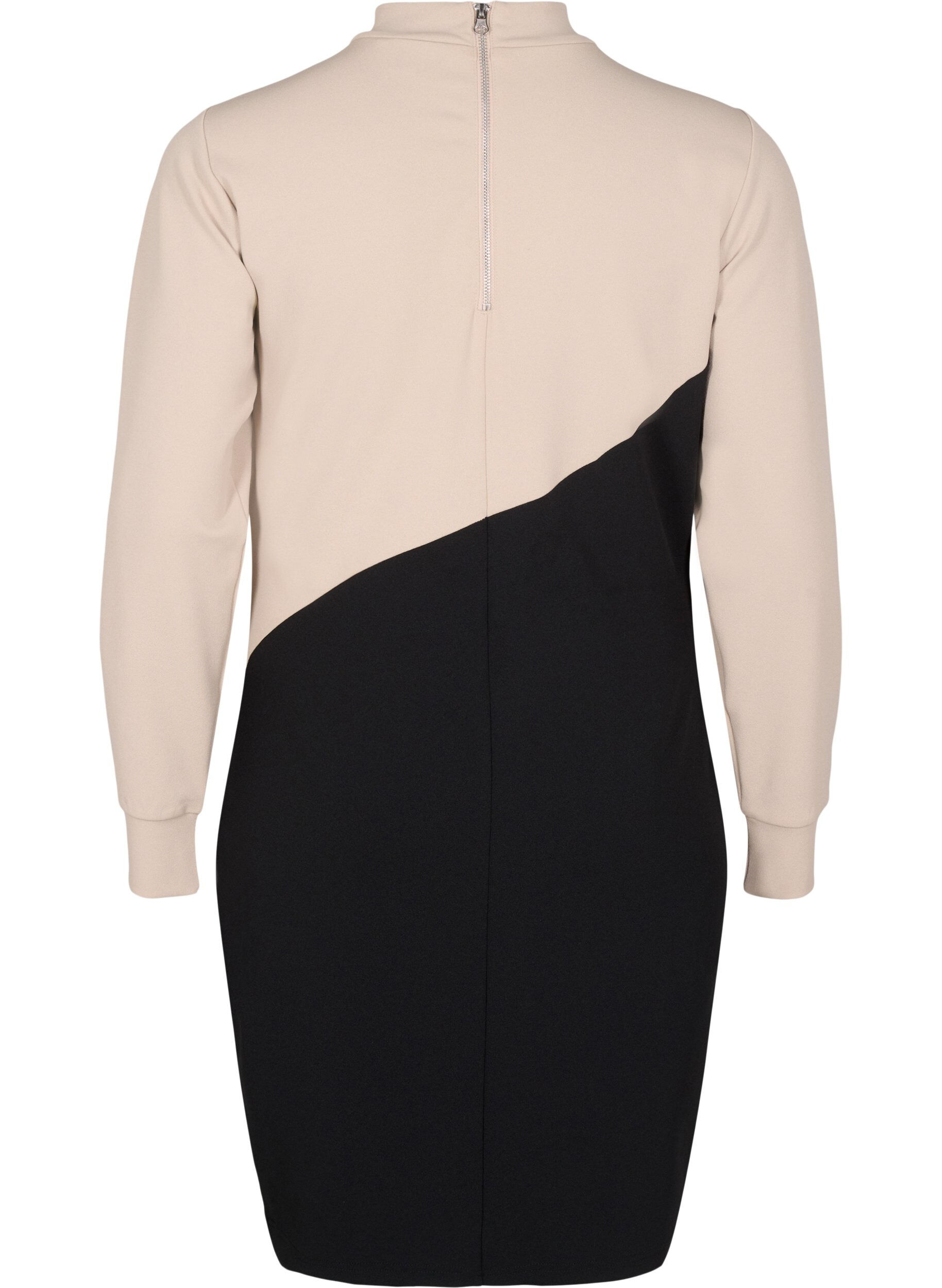 Zizzi Robe colorblock &agrave; col montant, Black w. P.Cashmere, Packshot image number 1
