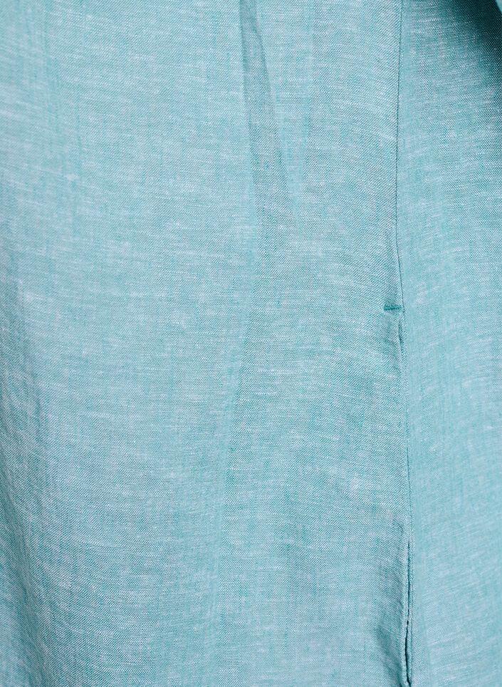 Tunique coupe trap&egrave;ze en lin et viscose, Bleu, Packshot image number 4