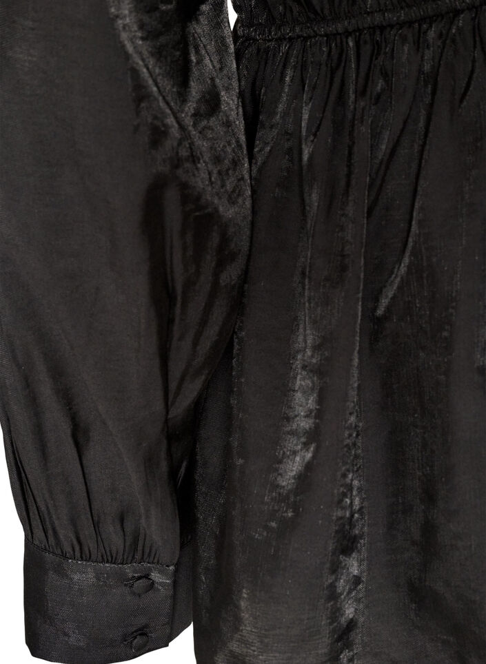 Blouse brillante en viscose &agrave; effet p&eacute;plum, Noir, Packshot image number 3