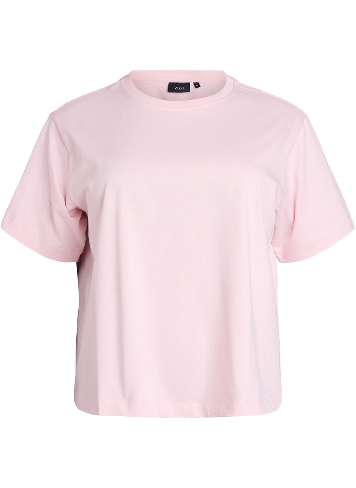 T-shirt boxy en coton, Rose, Packshot image number 0