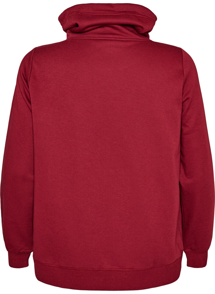 Sweat &agrave; col montant et poches, Bordeaux, Packshot image number 1