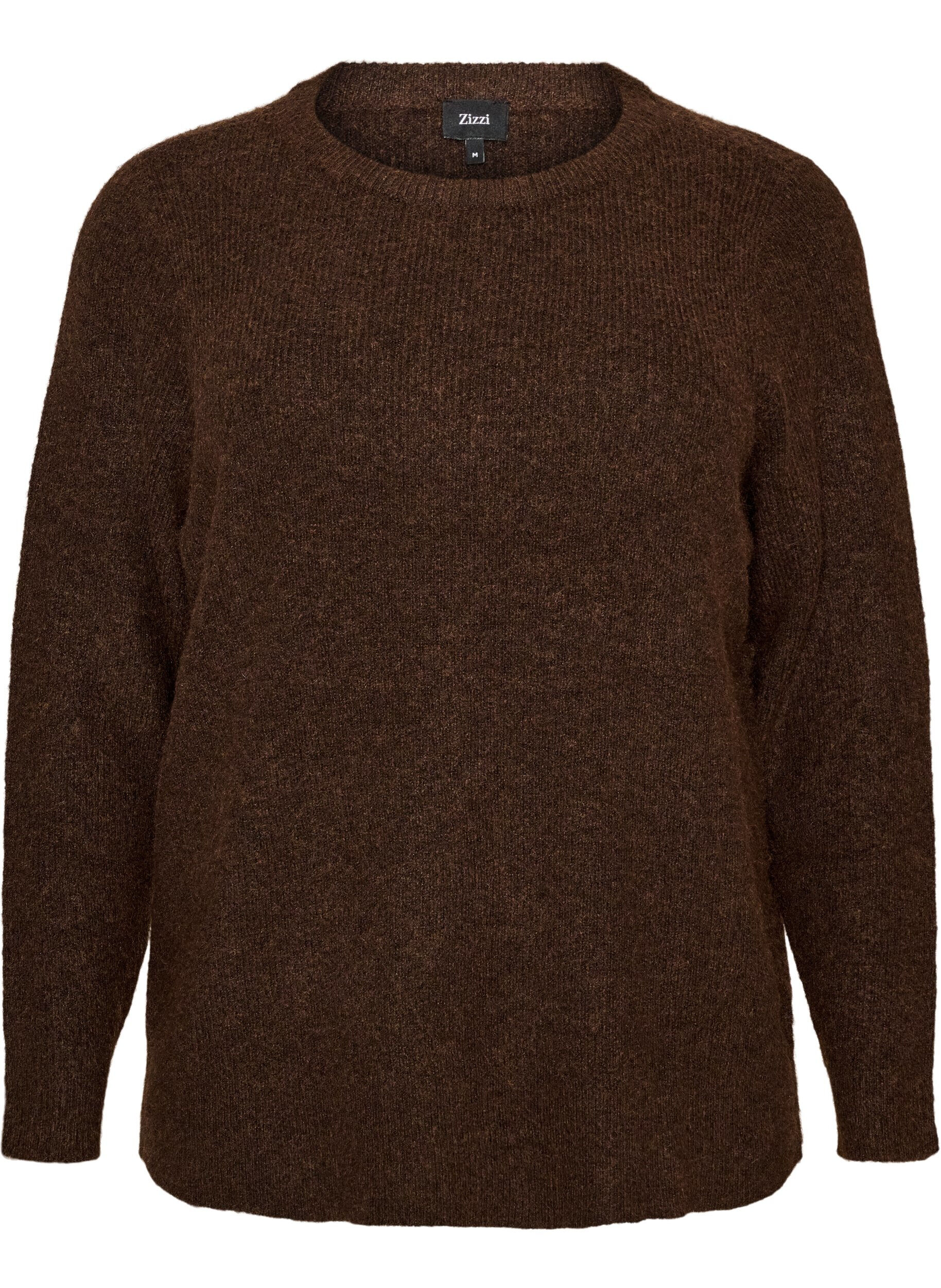 ZizziBlouse en maille chin&eacute;e avec col rond, Marron, Packshot image number 0