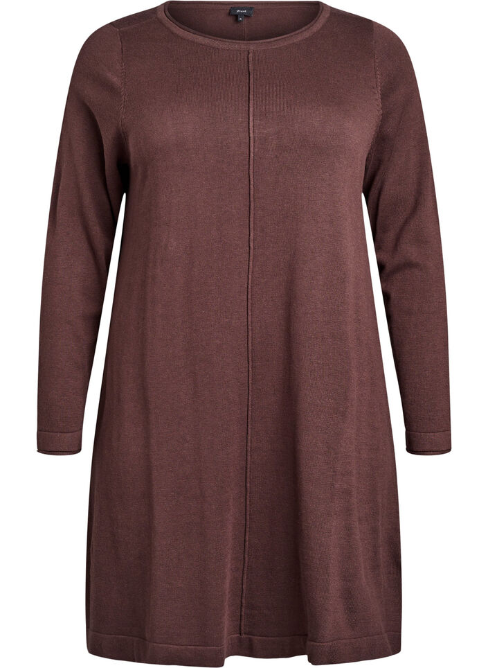 Robes tricot&eacute;es en m&eacute;lange coton-viscose, Marron, Packshot image number 0