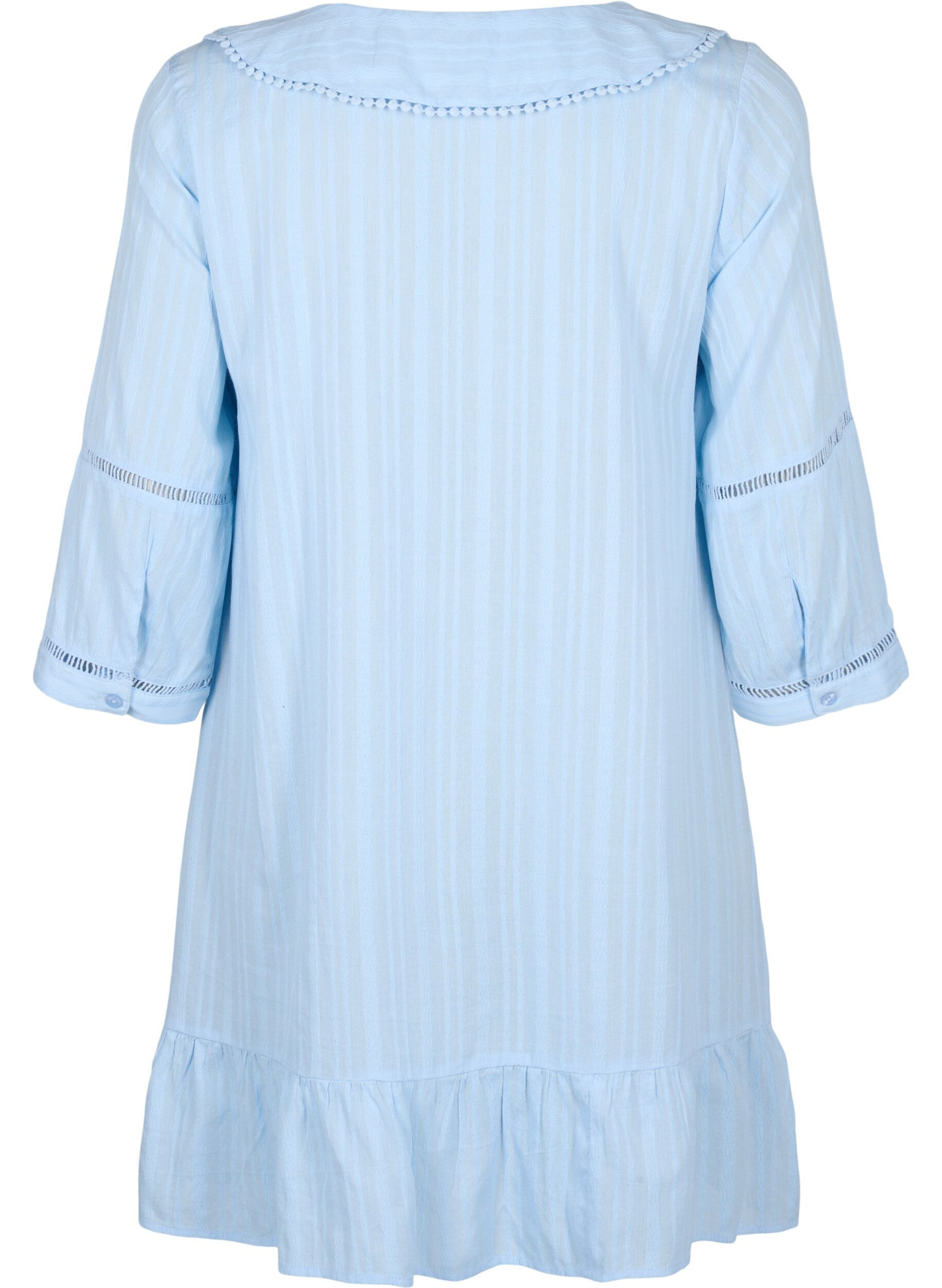 Zizzi Robe &agrave; manches 3/4 associant coton et viscose, Chambray Blue, Packshot image number 1