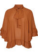 Blouse avec ruban &agrave; nouer et volants, Camel, Packshot image number 0